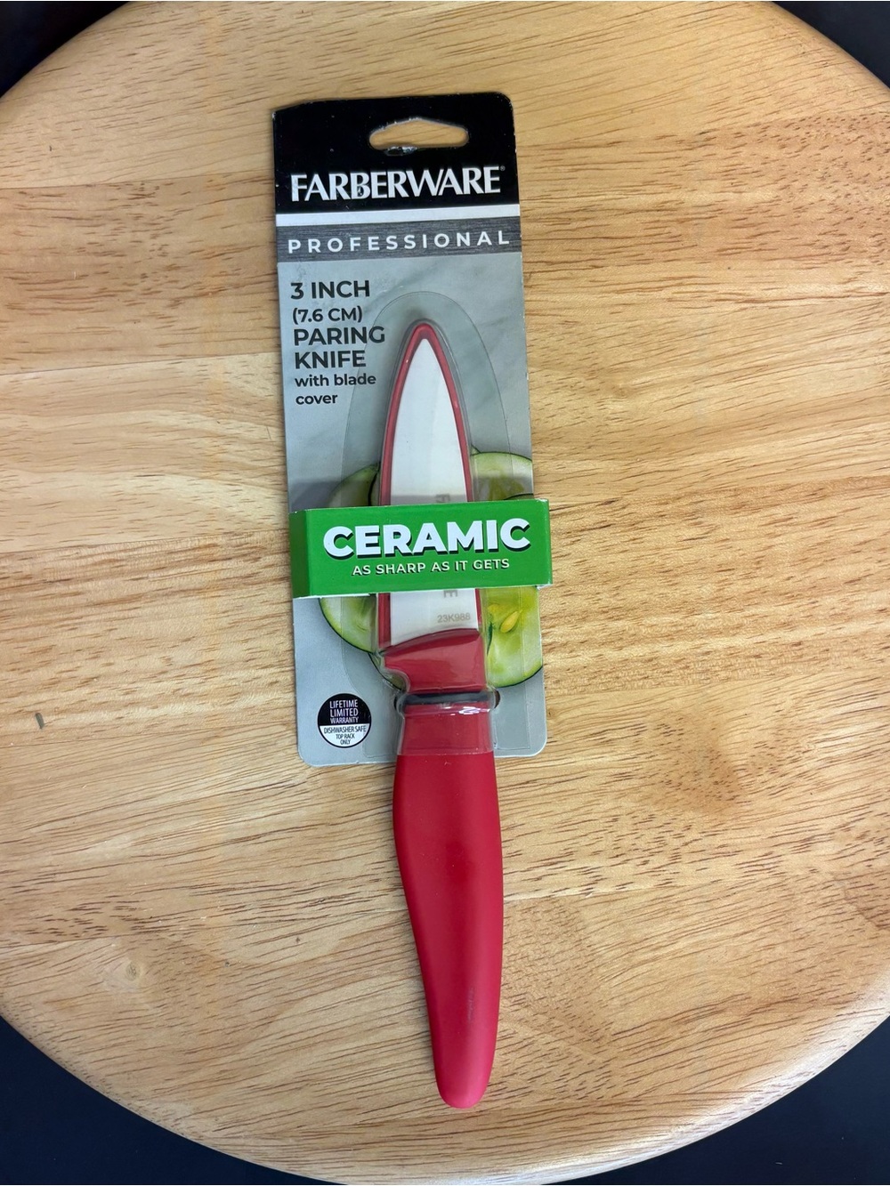 Farberware Professional 3-inch Ceramic Paring Kitchen Knife with Red Blade Cover